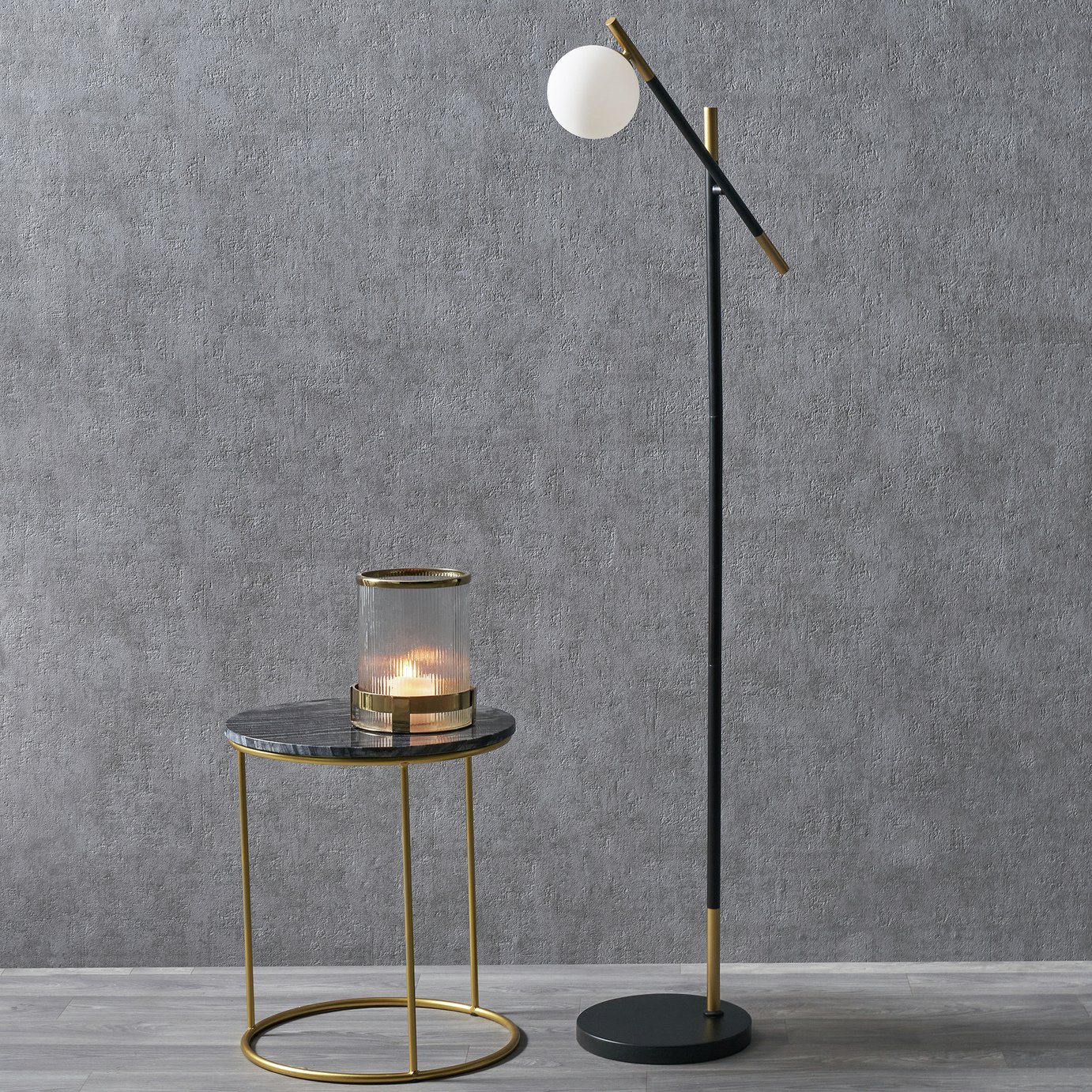 Pacific Wanda Metal Orb Floor Lamp - Black & White