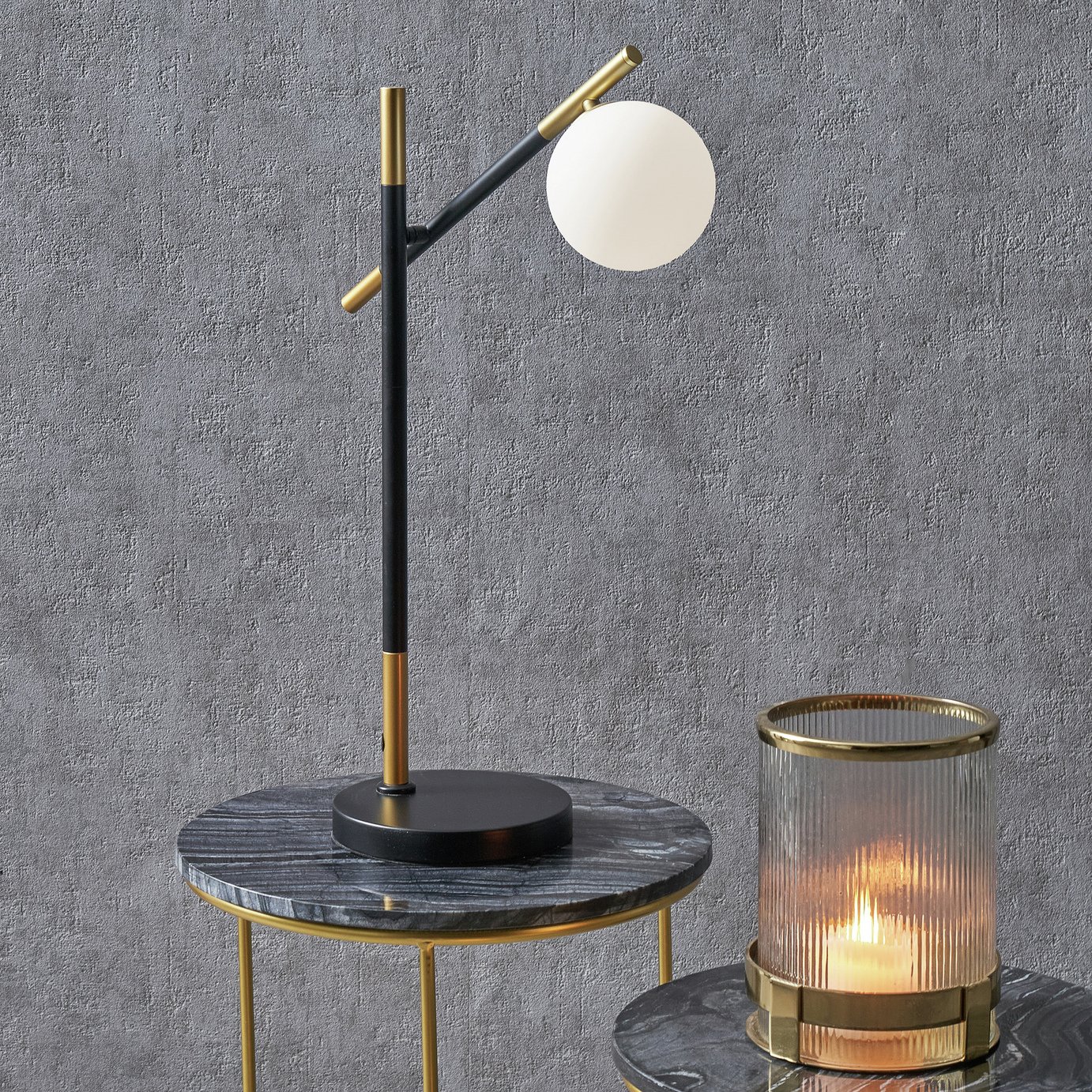 Pacific Wanda Metal Orb Table Lamp - Black & White