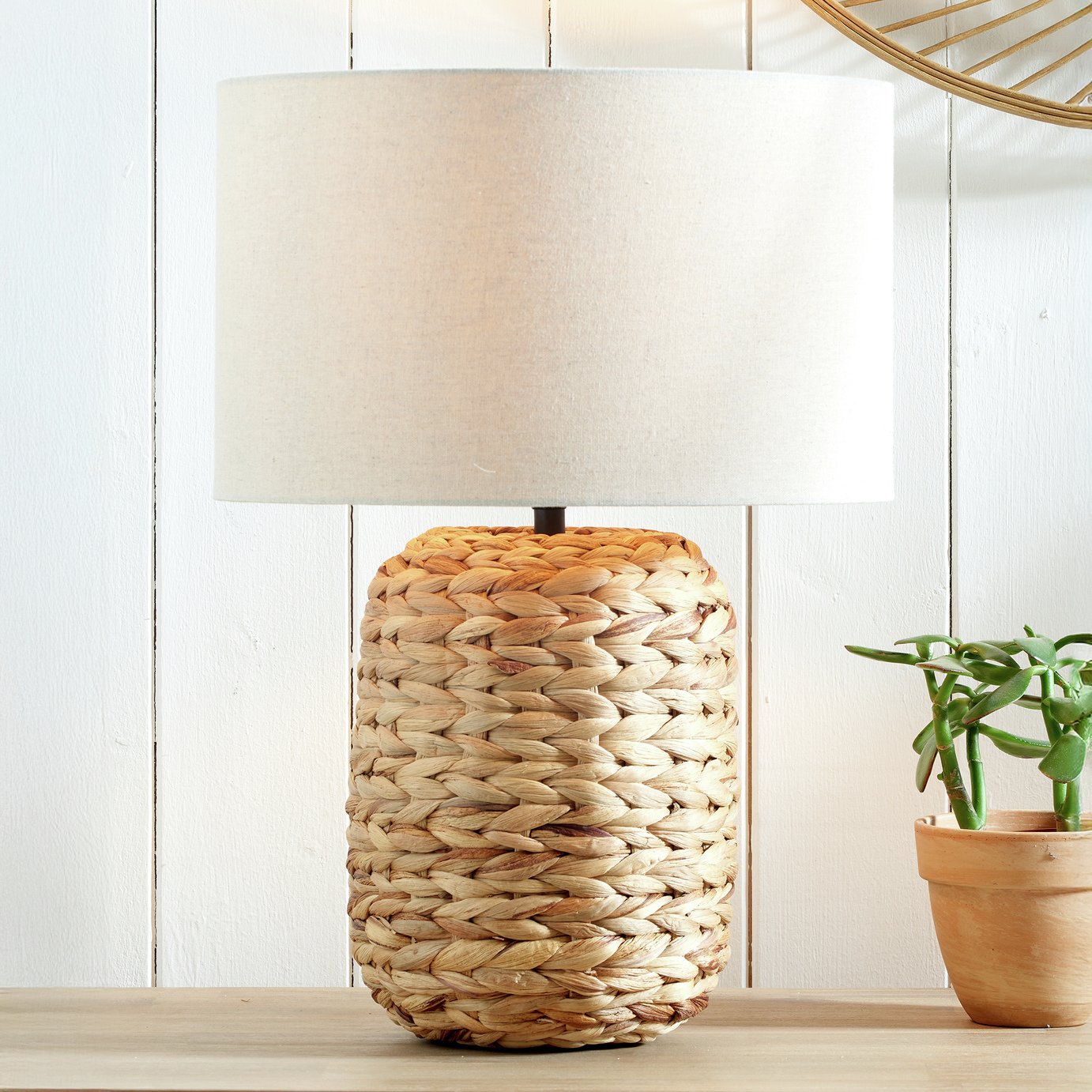 Pacific Zadi Plaited Woven Tall Table Lamp - Natural