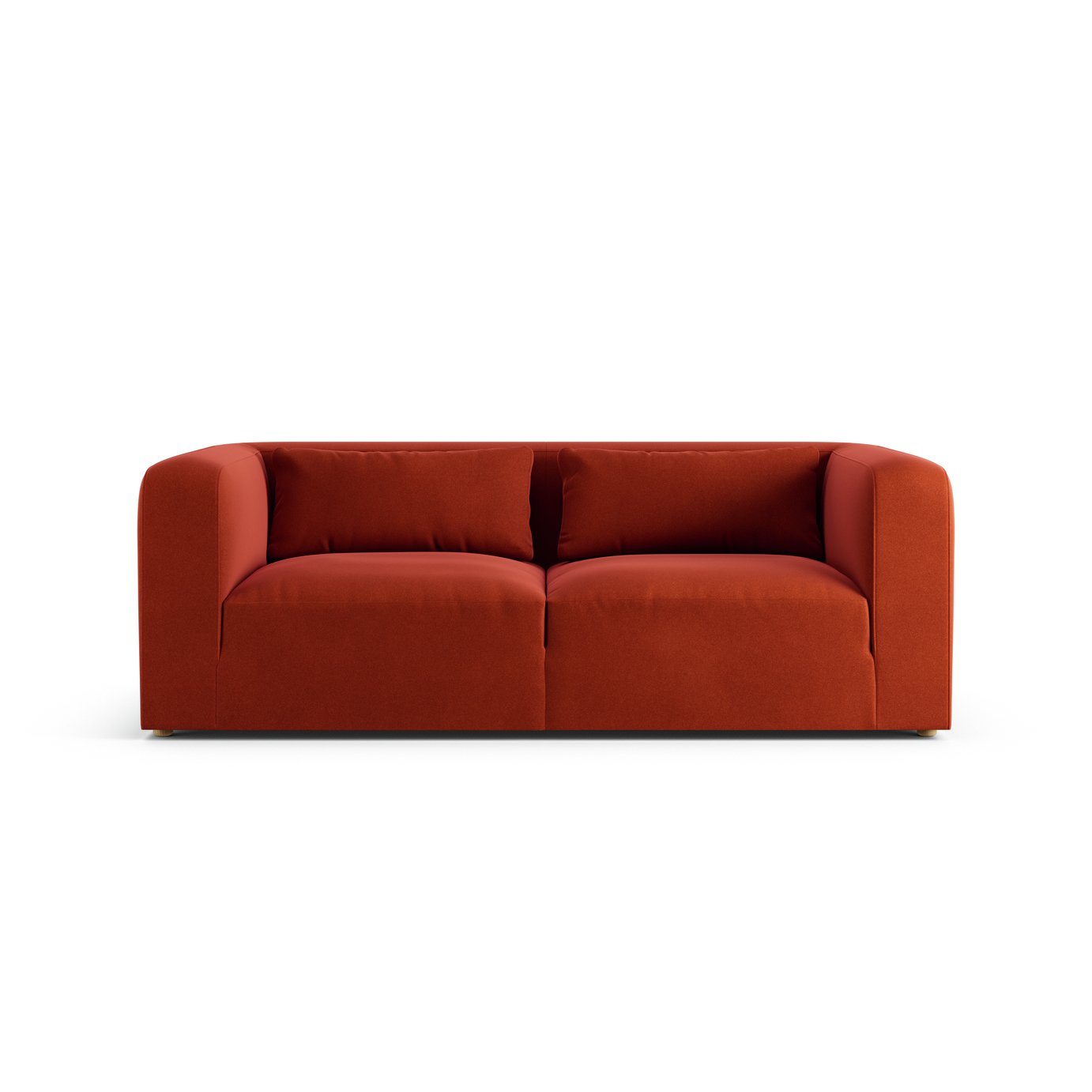 Habitat Lars Velvet 3 Seater Sofa - Burnt Orange - Ash Leg