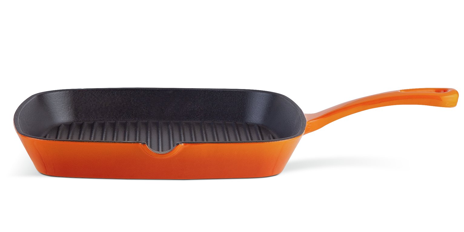 Habitat 23cm Cast Iron Griddle Pan - Orange
