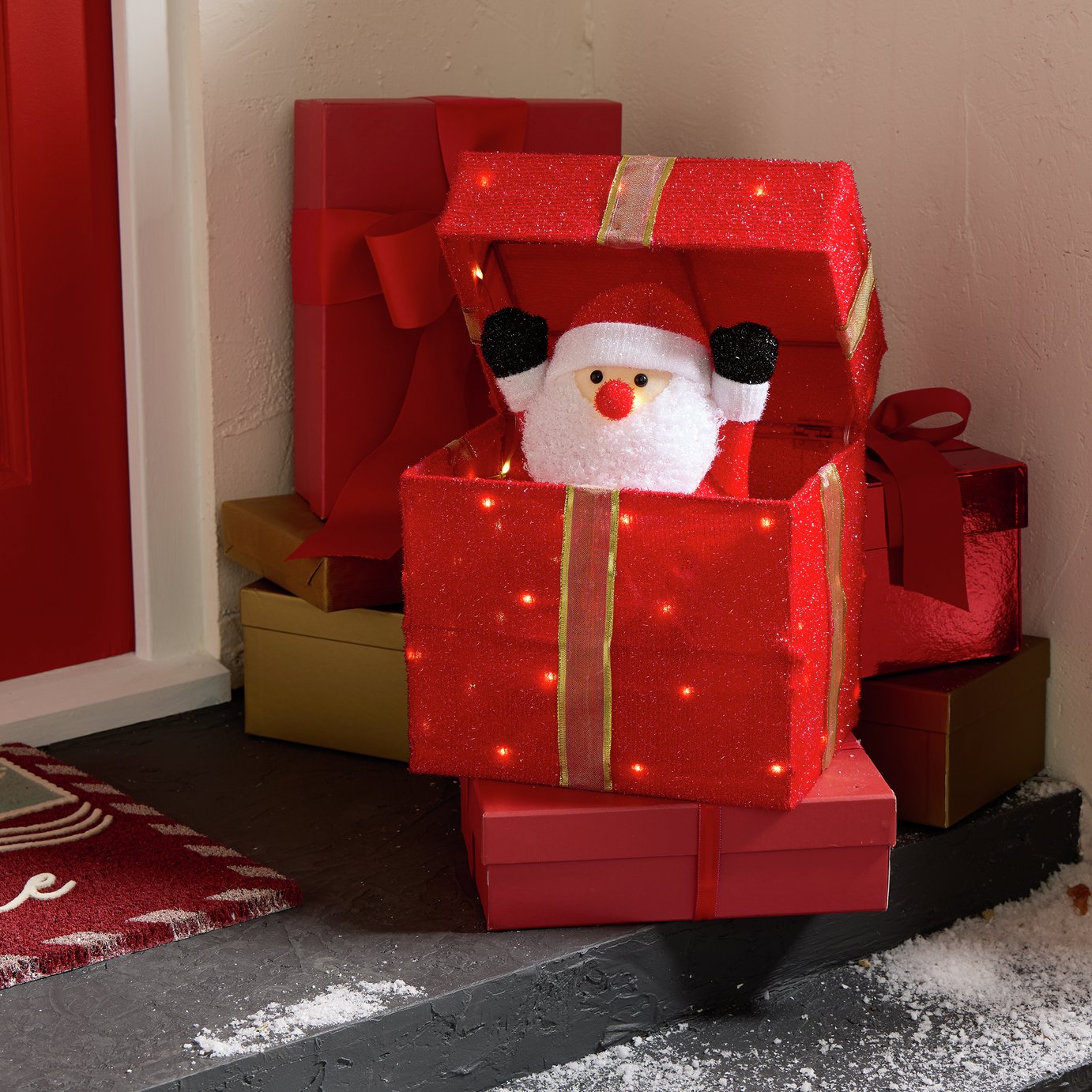Argos Home Animated Light Up Santa Gift Box