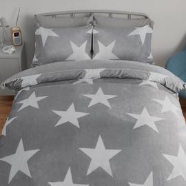 Argos Home Fleece Stars Grey & White Bedding Set