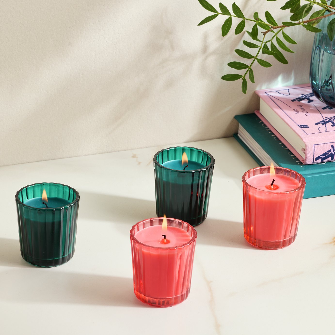 Habitat Ribbed Votive Candle Gift Set of 4