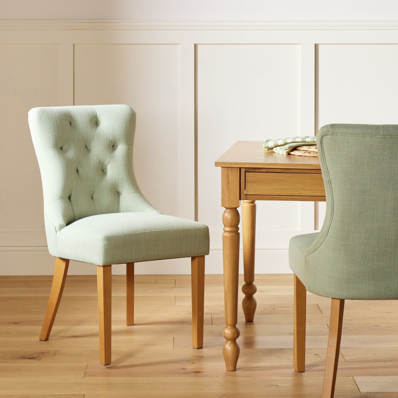 Argos Home Novara Pair of Fabric Dining Chair - Green