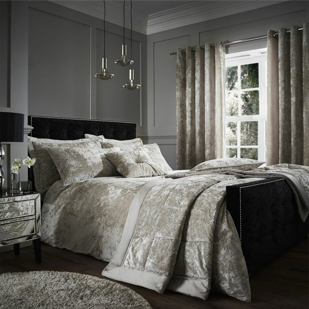 Buy Catherine Lansfield Crush Velvet Natural Duvet Set Kingsize