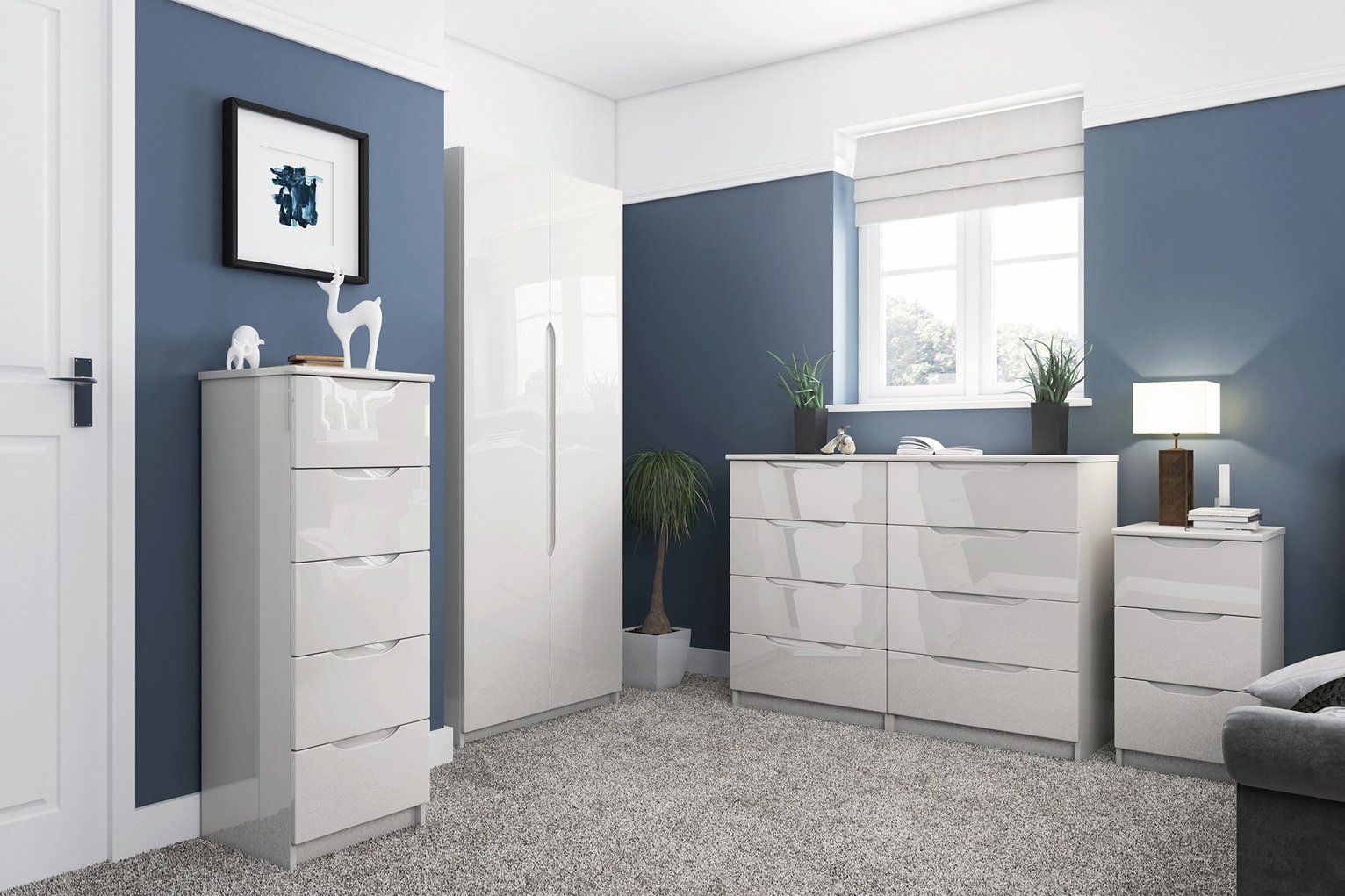 Legato 2 Door Wardrobe - Grey Gloss