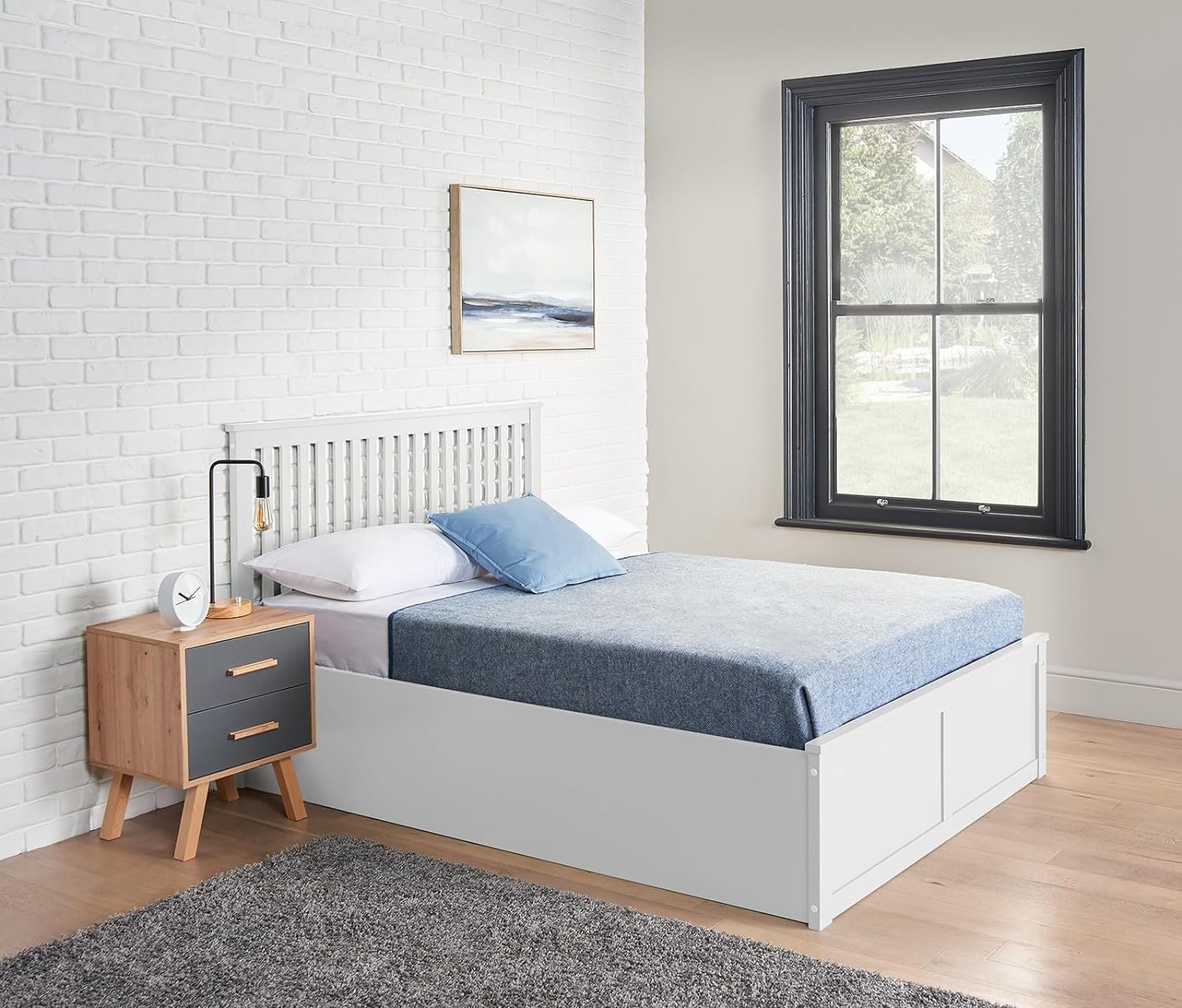 Home Treats Double 4ft6 Wooden Ottoman Bed Frame - White