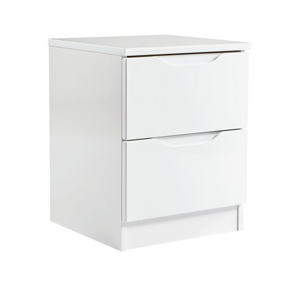 White high gloss bedside store table argos