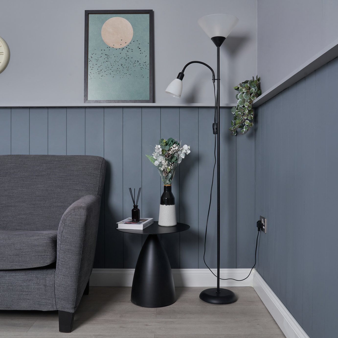 BHS Father & Child Metal Floor Lamp - Black