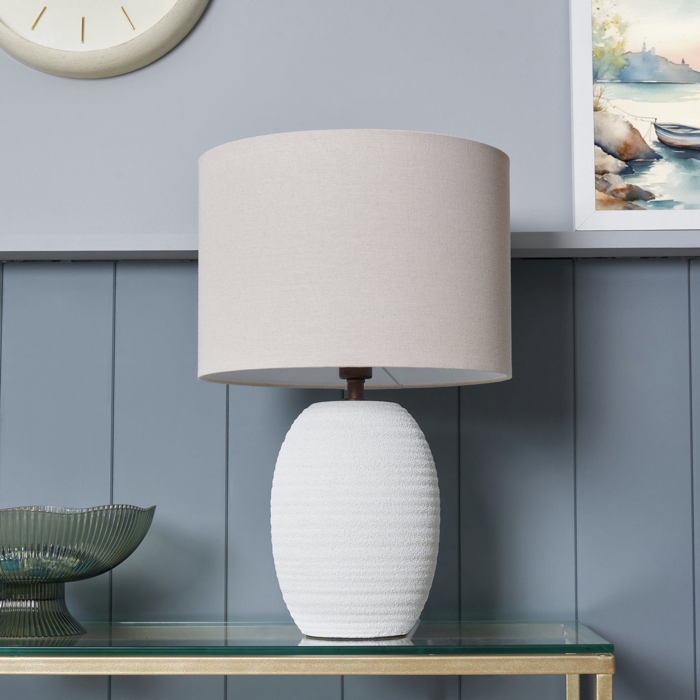 BHS Hive Ceramic Table Lamp - Cream