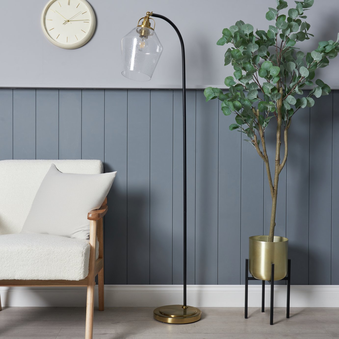 BHS Leni Bubble Glass Floor Lamp - Black