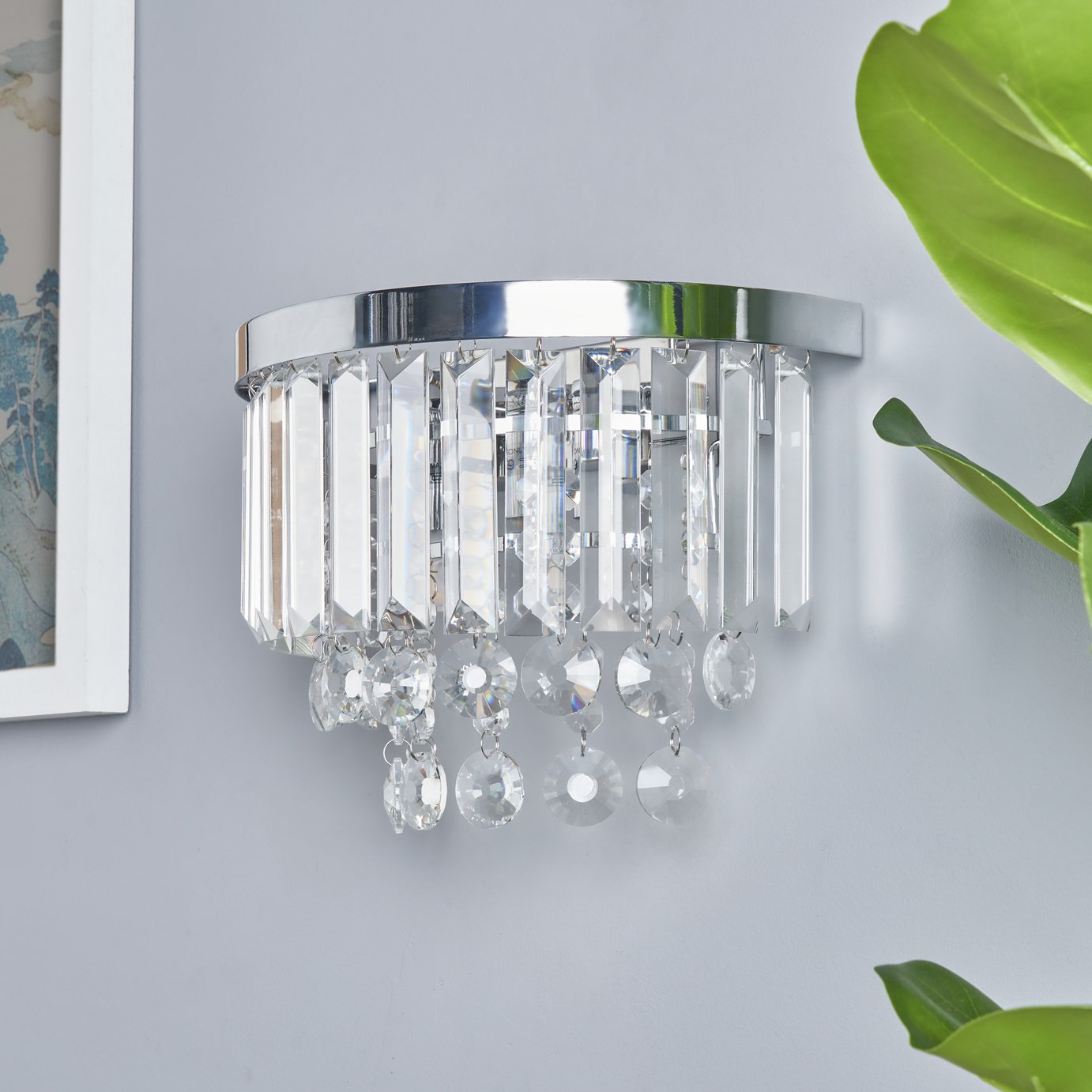 BHS Monroe Glass 2 Light Wall Light - Chrome