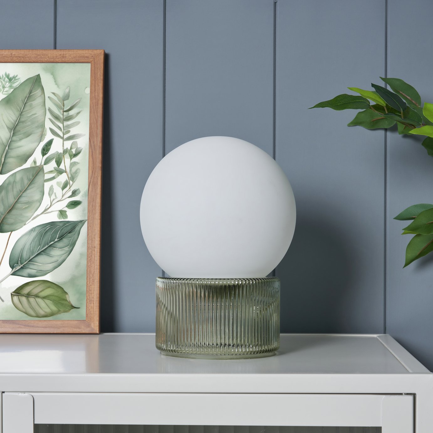 BHS Orbi Opal Glass Table Lamp - Green