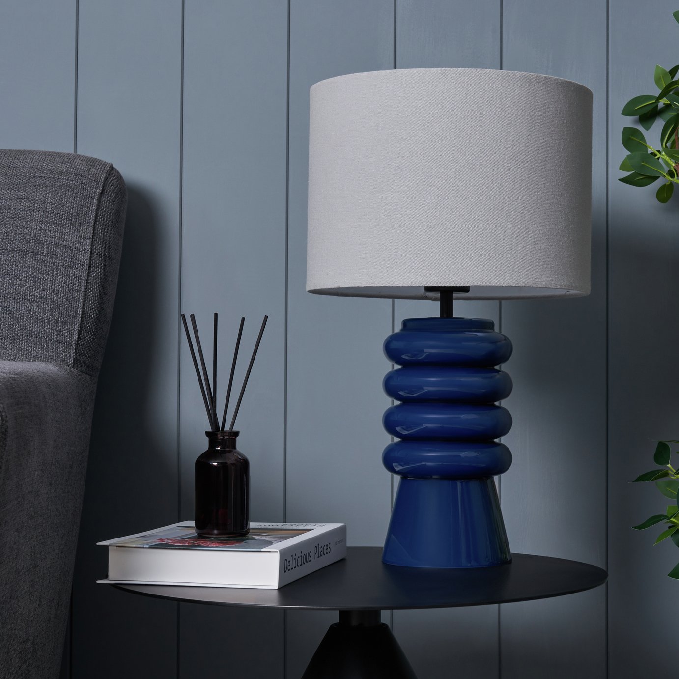 BHS Quad Ribbed Glass Table Lamp