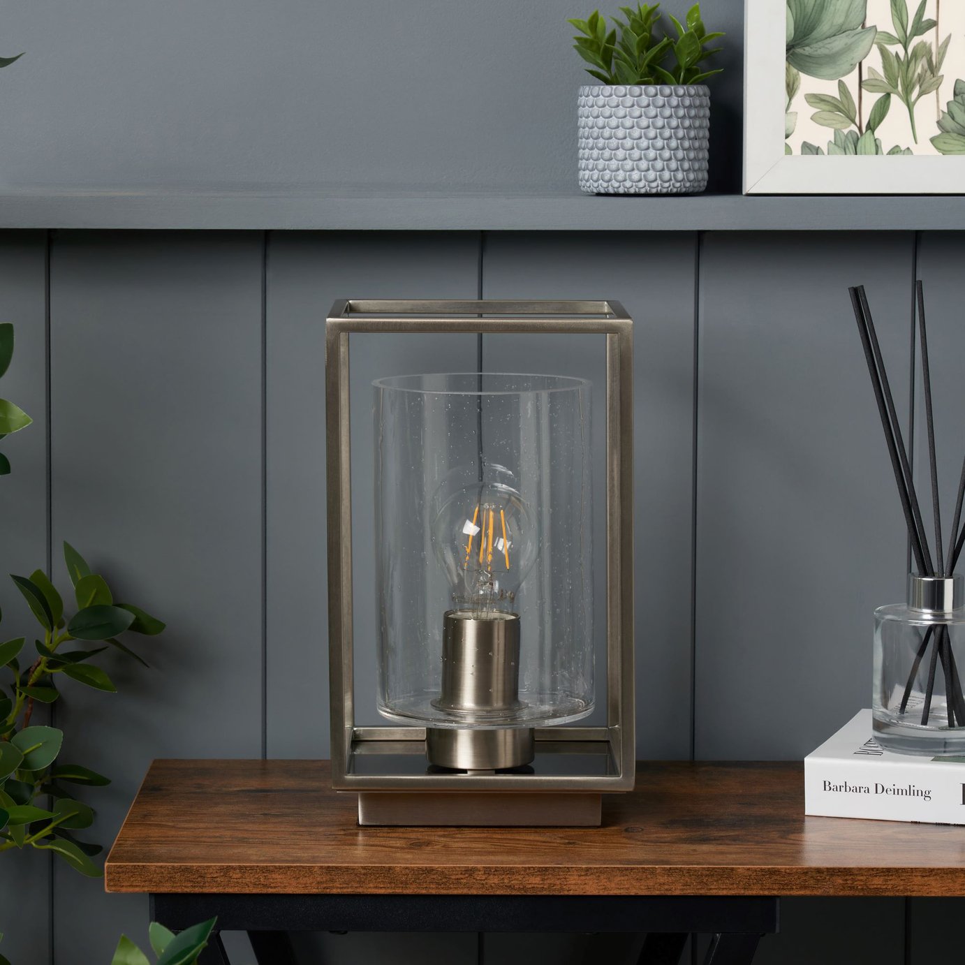 BHS Quad Cage Table Lamp - Satin Nickel