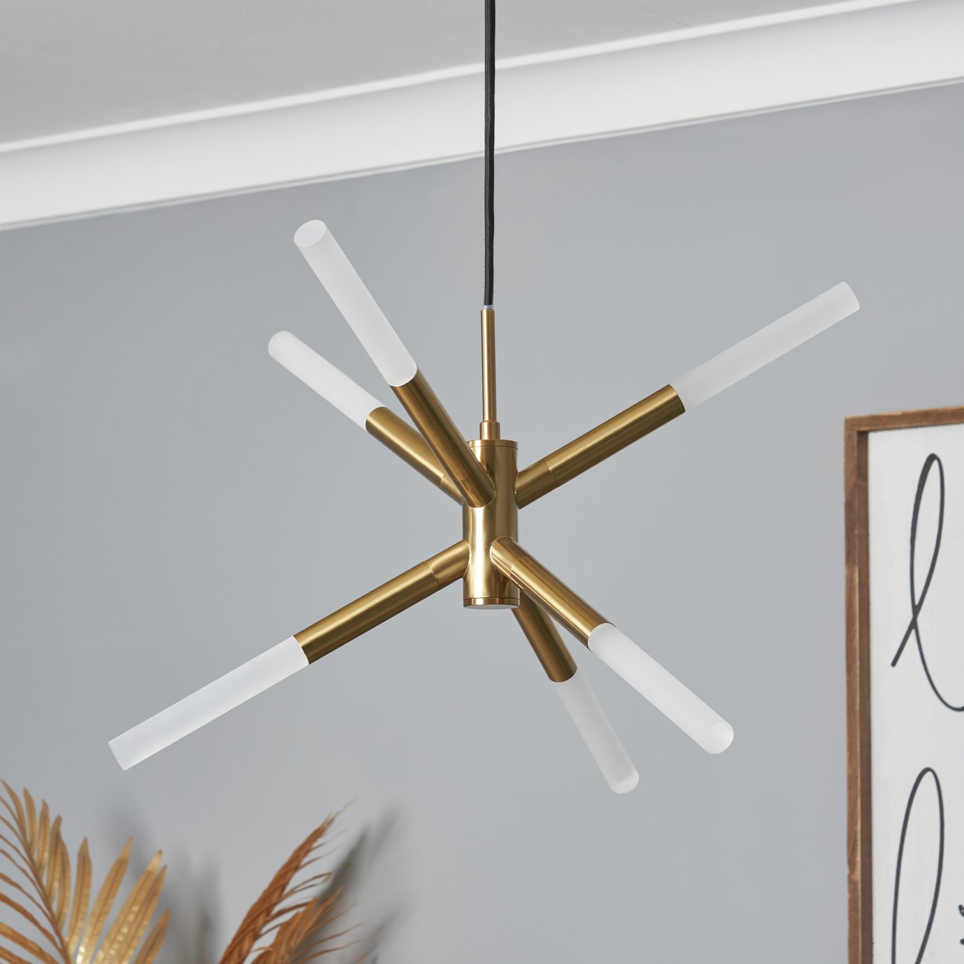 BHS Sputnik Metal 6 Light Ceiling Light - Brass