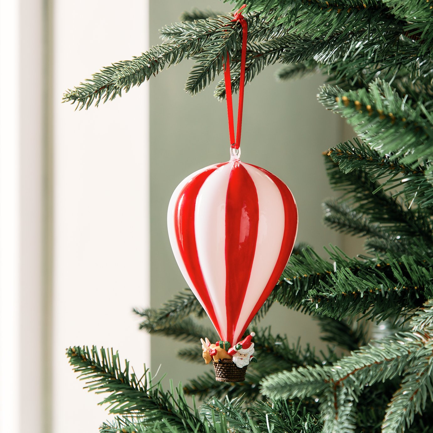 Argos Home Single Hot Air Balloon Glass Christmas Baubles