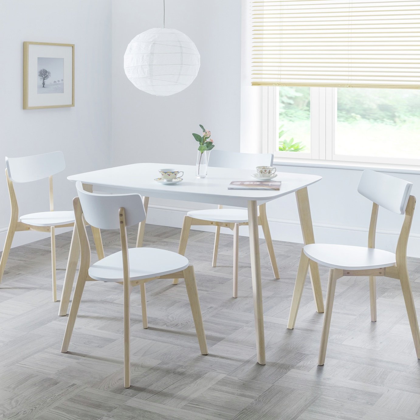 Julian Bowen Casa White Dining Table & 4 White Chairs