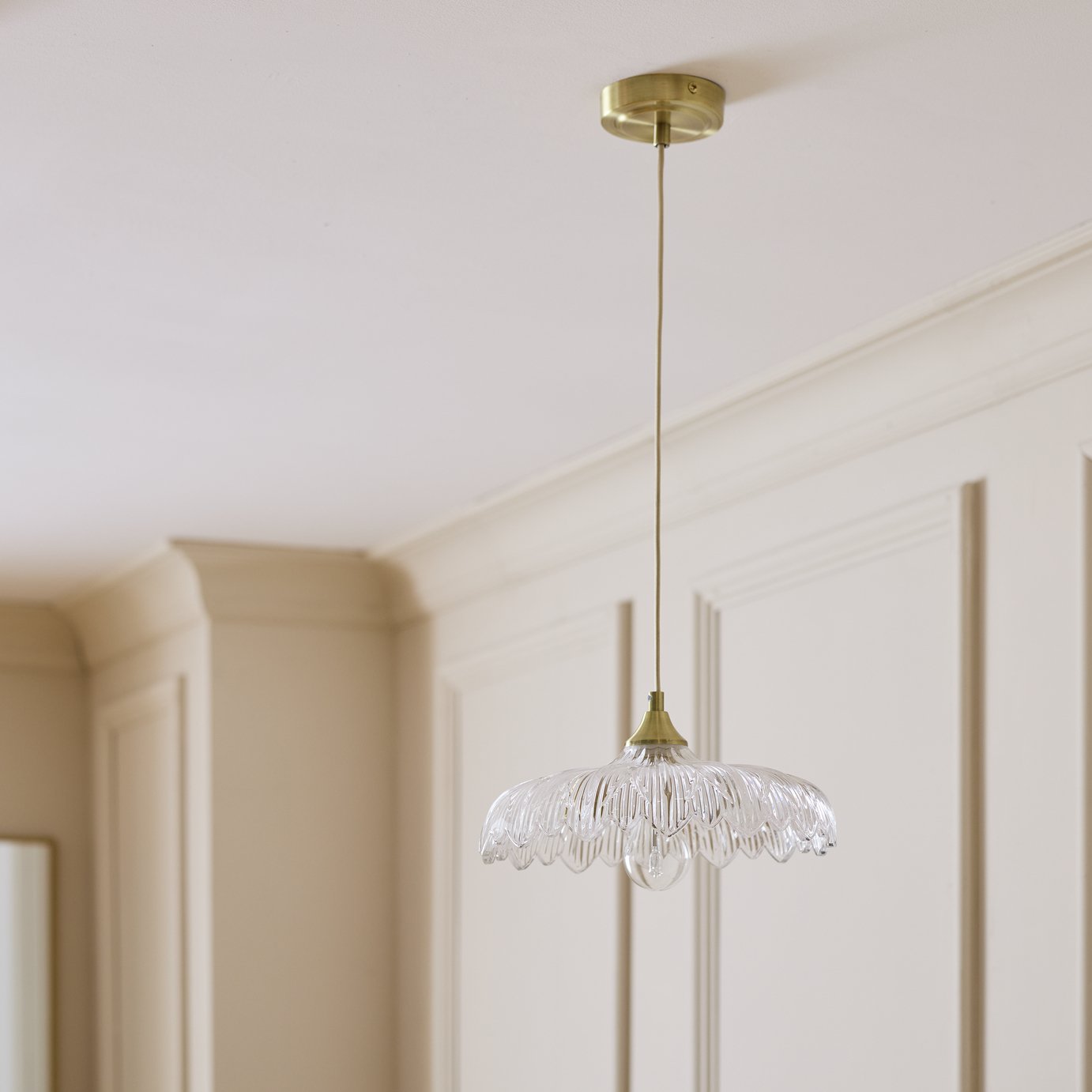 Habitat Petal Glass Pendant Ceiling Light - Brushed Brass