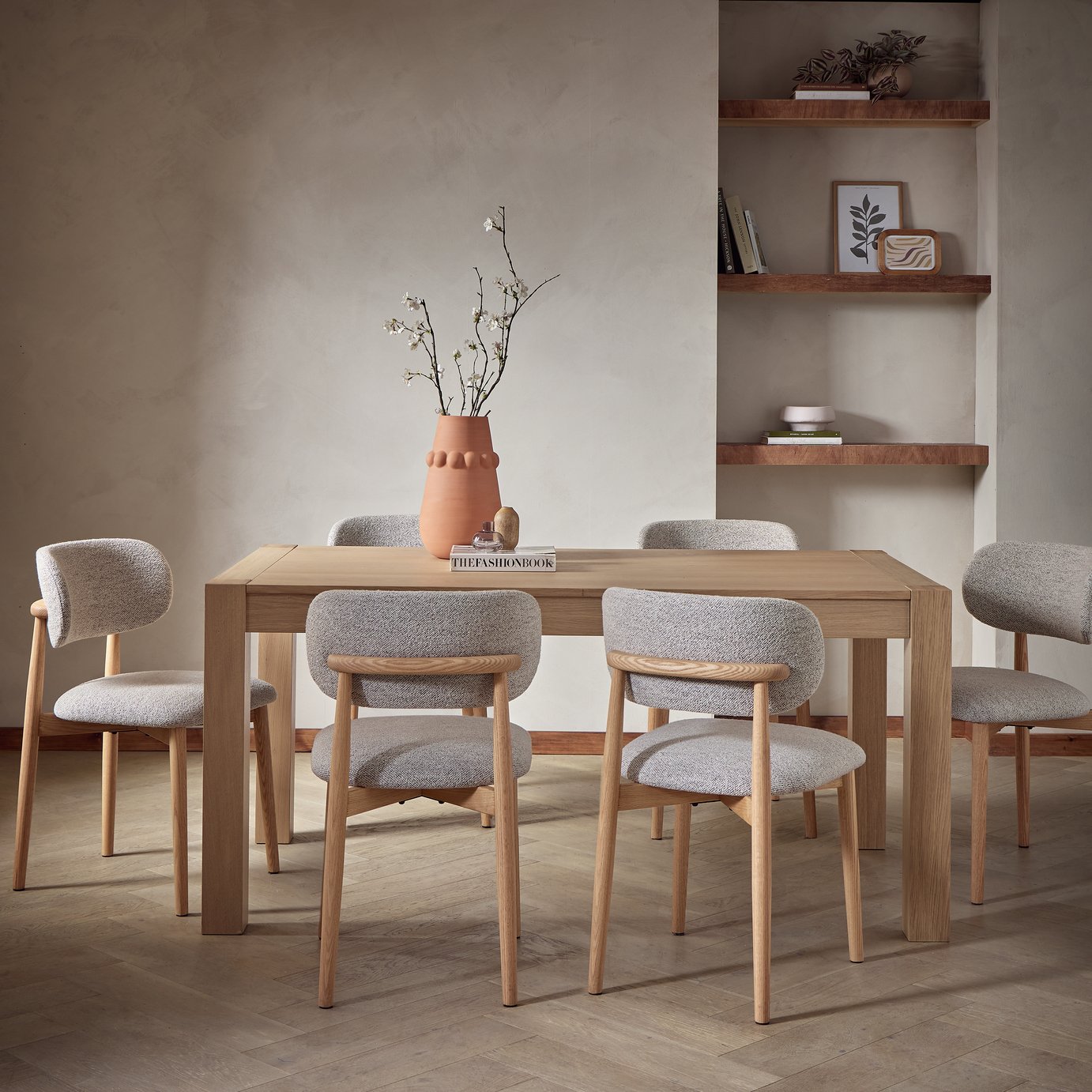 Habitat Alston Extending Oak Dining Table & 6 Natural Chairs