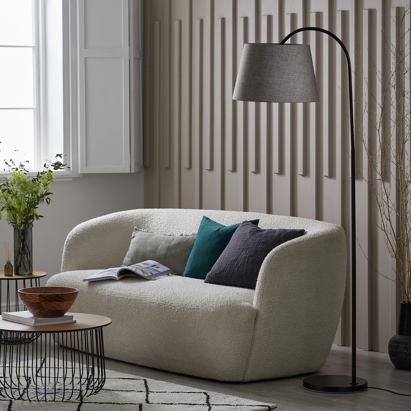 Habitat Arc Metal Floor Lamp - Black & Grey