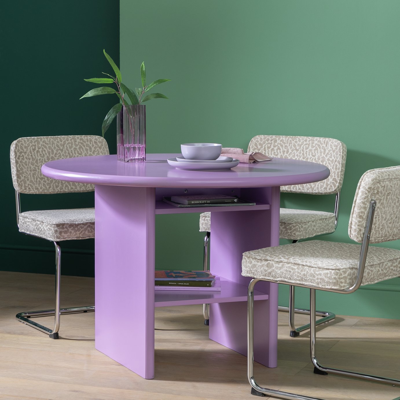 Habitat Geller Solid Wood 4 Seater Dining Table - Purple