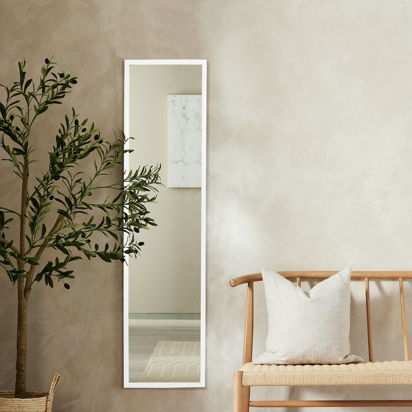 Home Essentials White Full Length Wall Mirror - 120x30cm