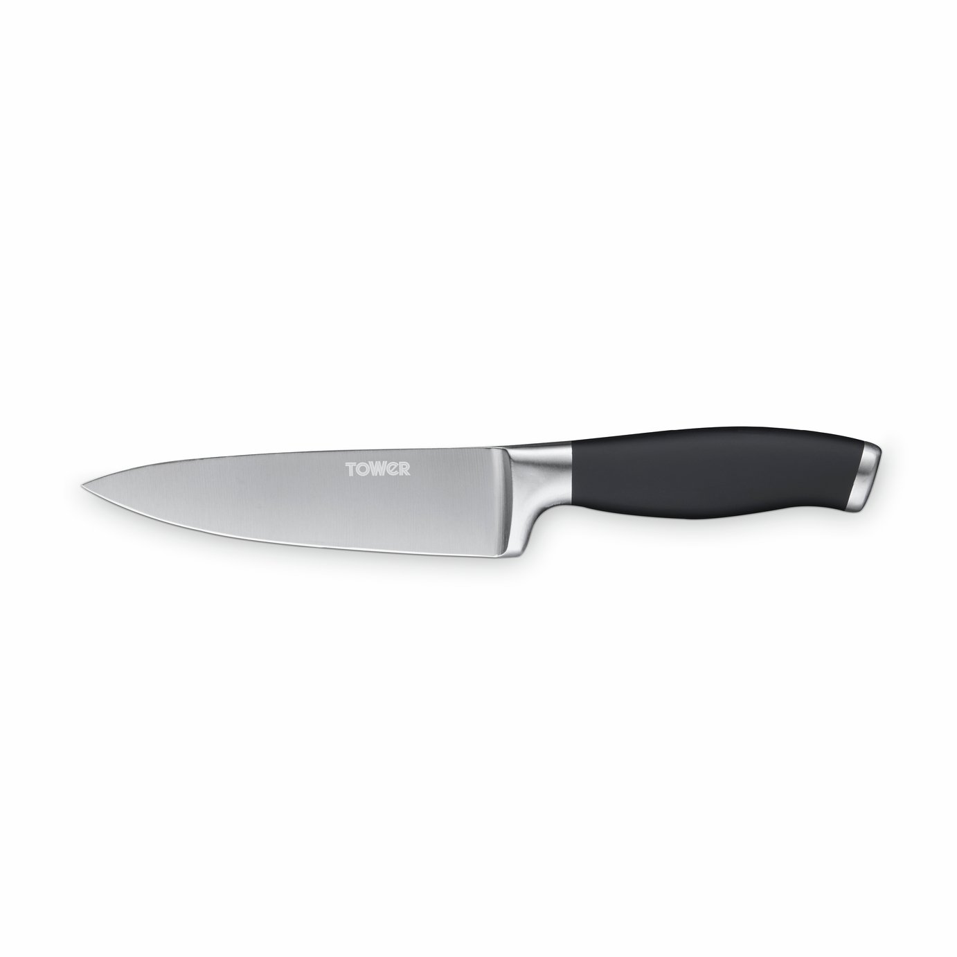 Tower Small Soft Grip Chef's Knife - Black & Silver