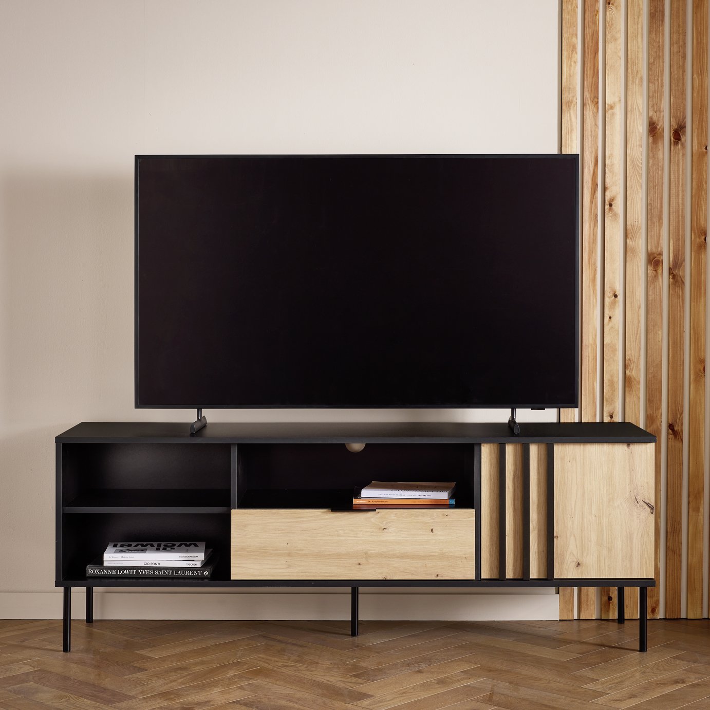 Argos Home Rietta 1 Door 1 Drawer TV Unit - Black