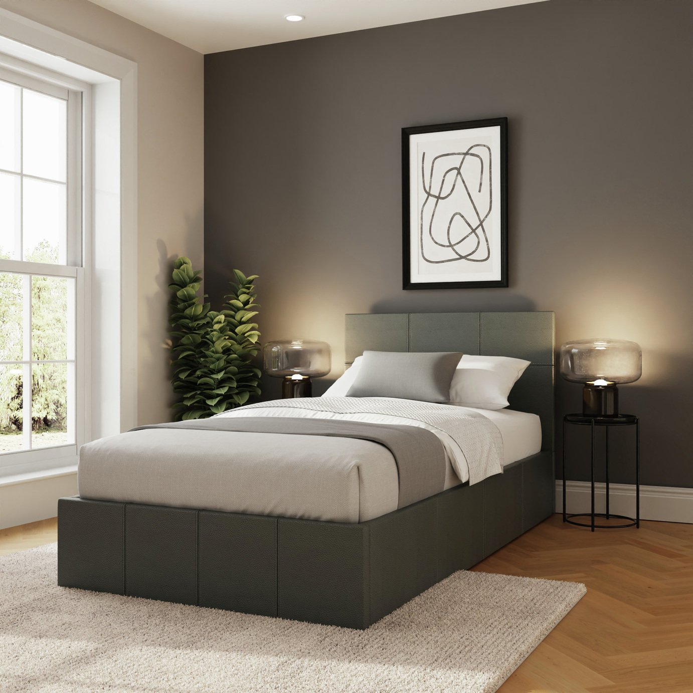 GFW End Lift Faux Leather Ottoman Bed