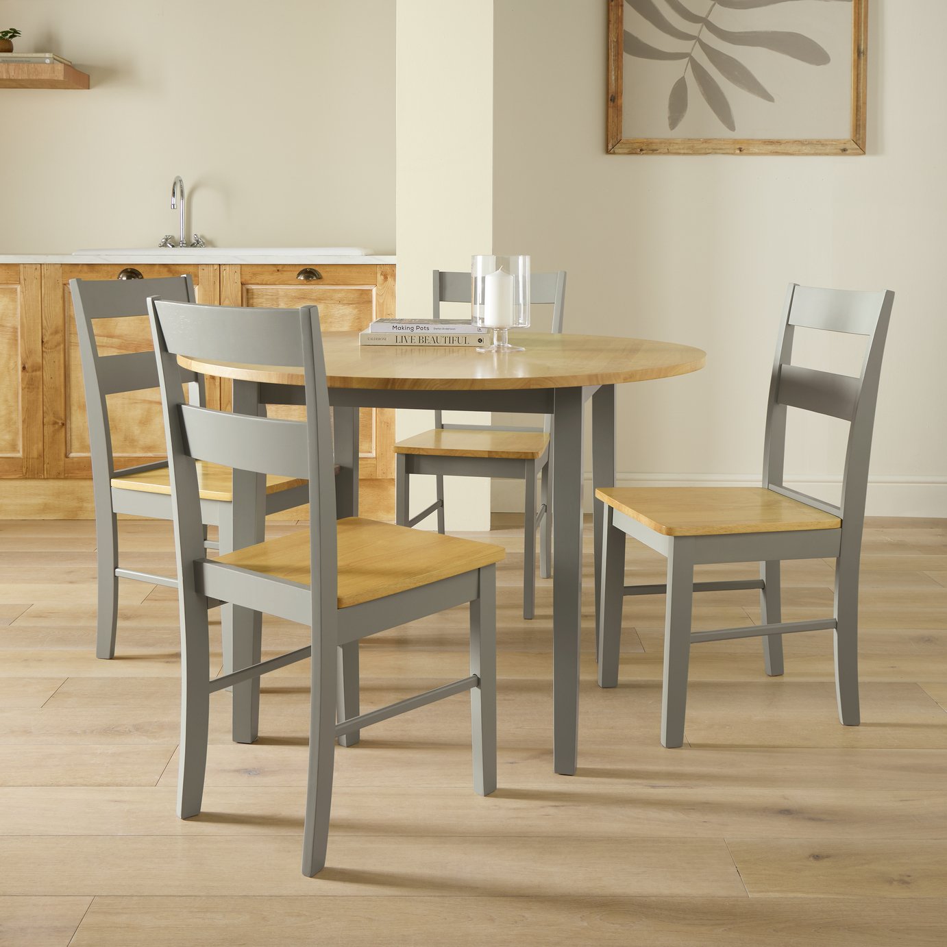 Argos Home Chicago Round Grey Dining Table & 4 Grey Chairs