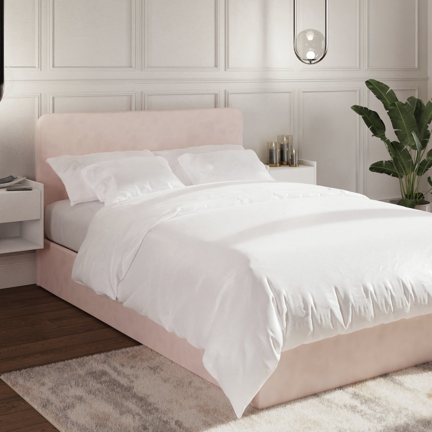GFW Chiswick Double Side Lift Ottoman Bed with Mattress-Pink