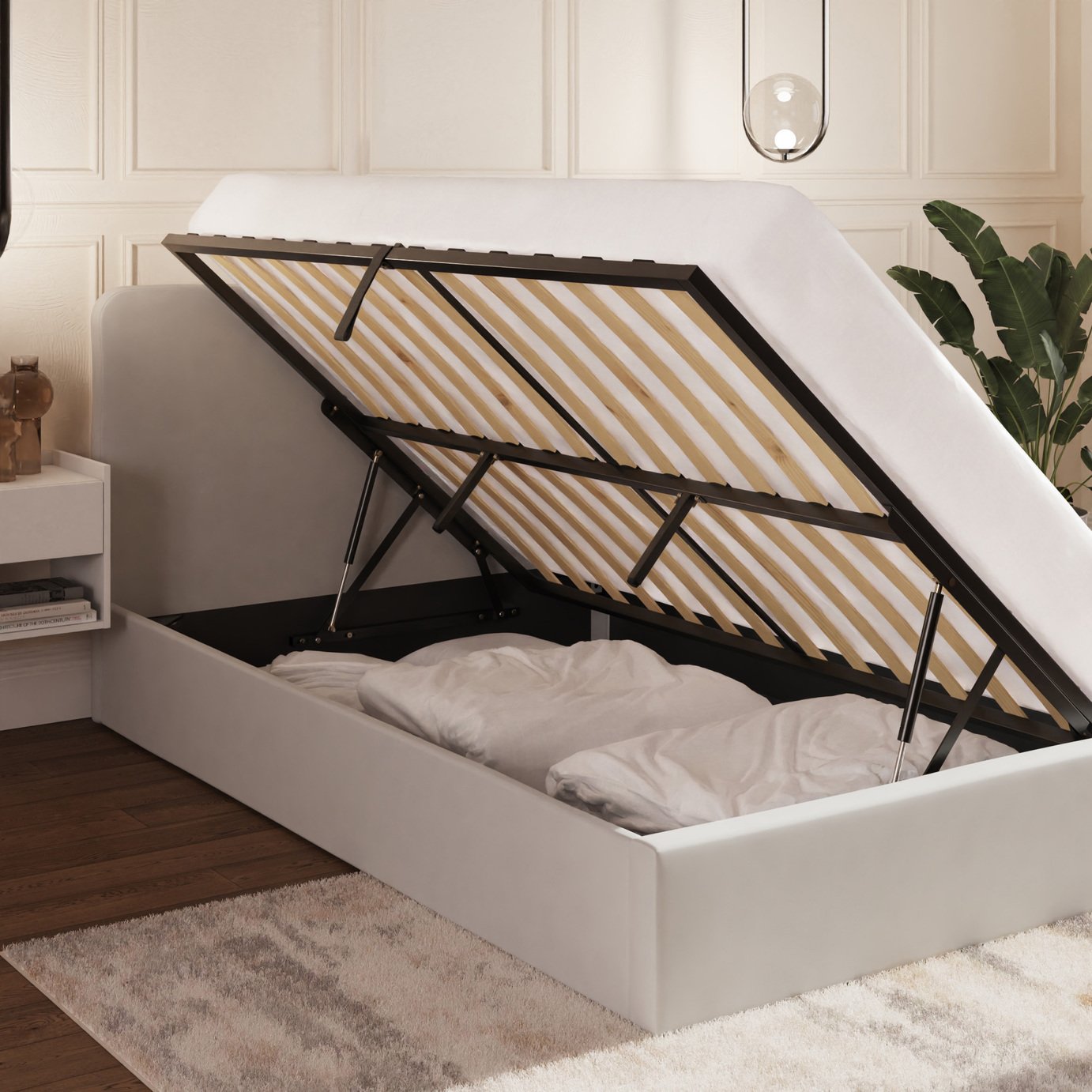 GFW Chiswick Kingsize Side Lift OttomanBed withMattress-Grey