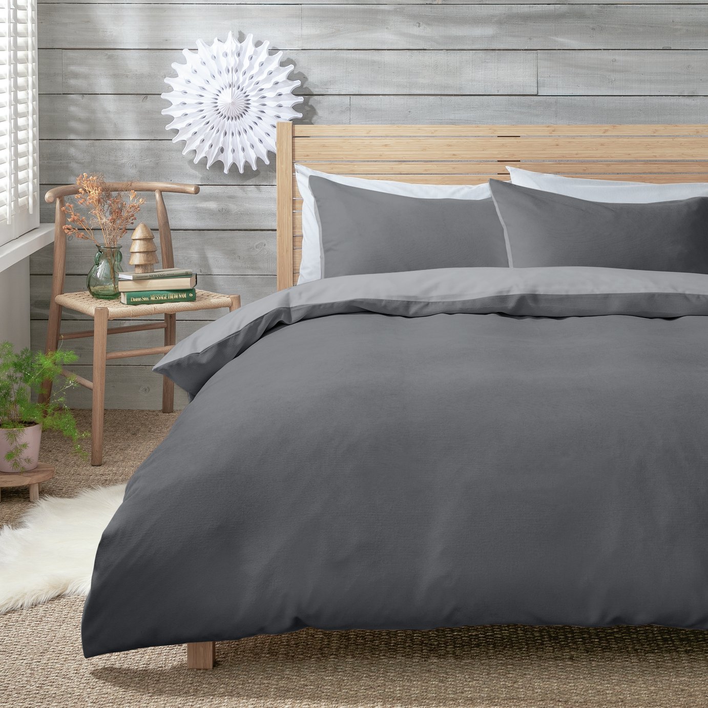 Habitat Cord Charcoal Bedding Set - Double