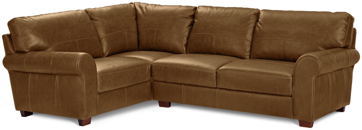 Argos Home Salisbury Leather Left Hand Corner Sofa - Tan
