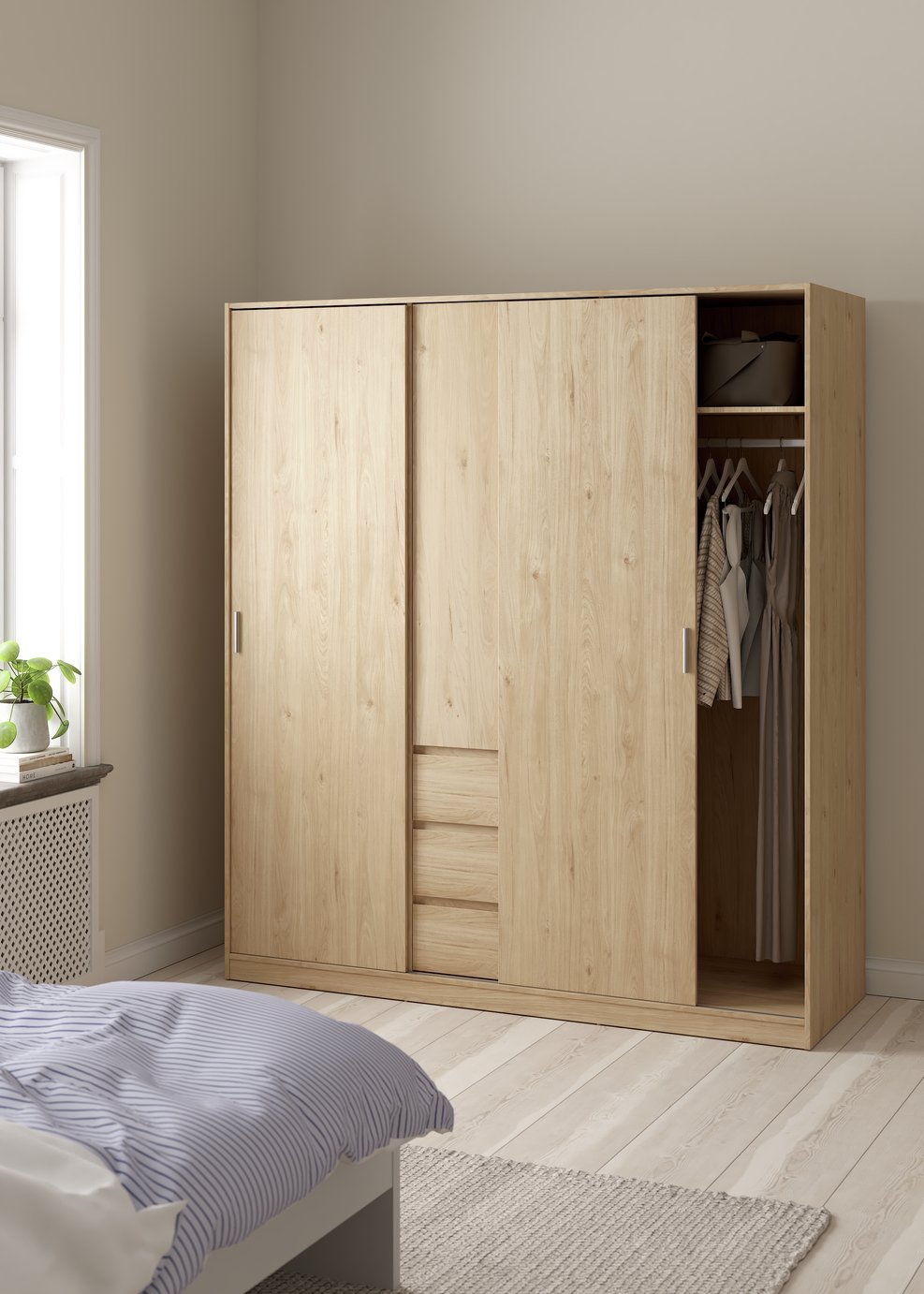 Tvilum  Naia 3 Door 3 Drawer Sliding Wardrobe
