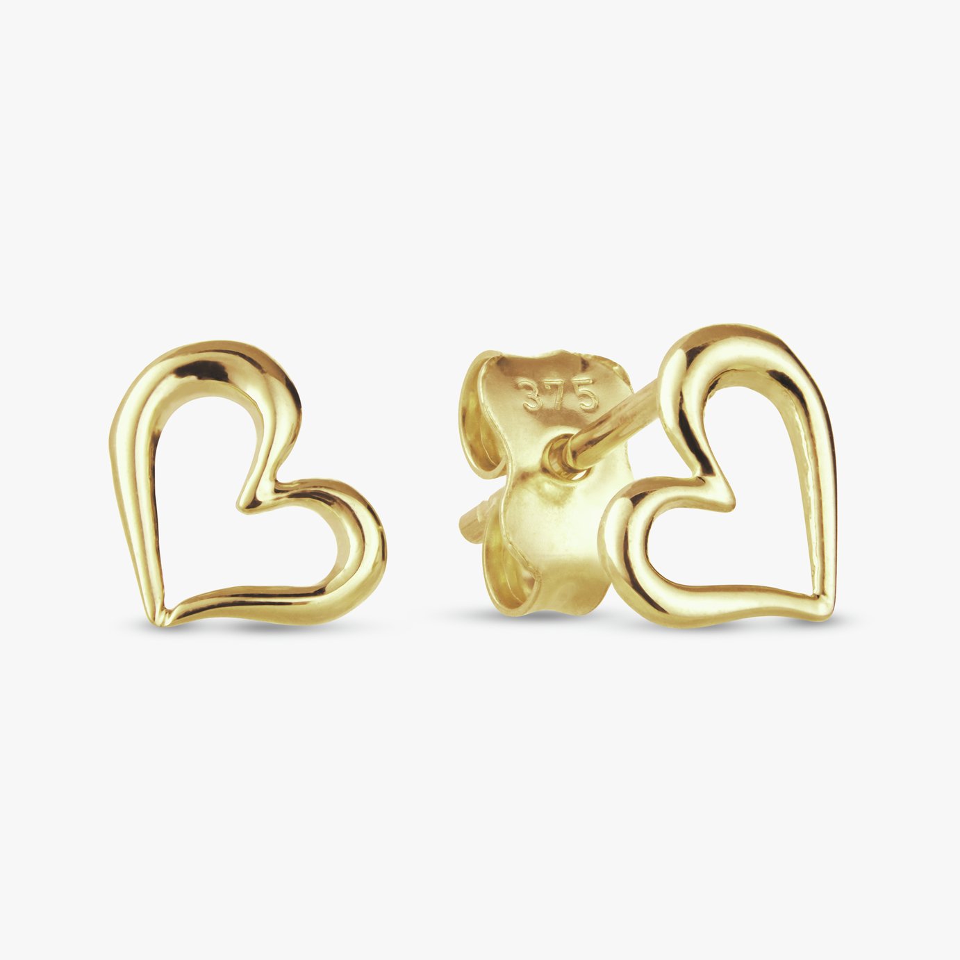 Revere 9ct Yellow Gold Small Open Heart Stud Earrings