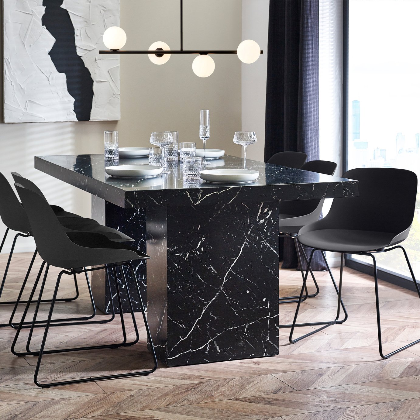 Julian Bowen Rome 6 Seater Dining Table - Black