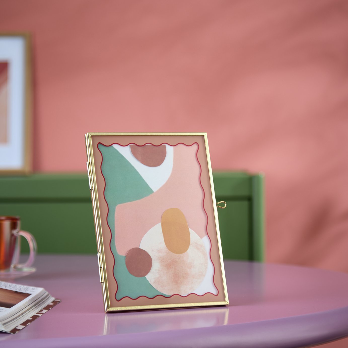 Habitat Pink Wavy Border Metal Picture Frame - 5x7"