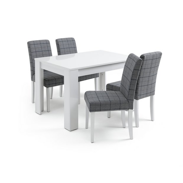 Buy Habitat Miami White Gloss Dining Table 4 Chairs Blue Dining Room Sets Habitat