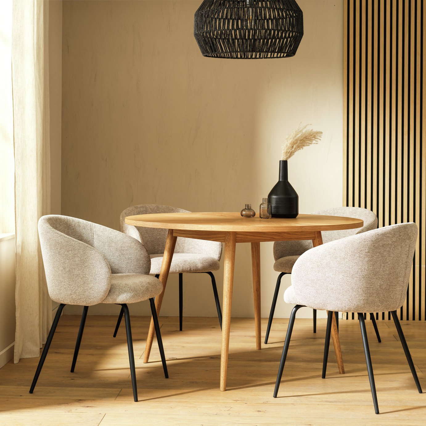 Habitat Kenha Oak Dining Table & 4 Natural Chairs