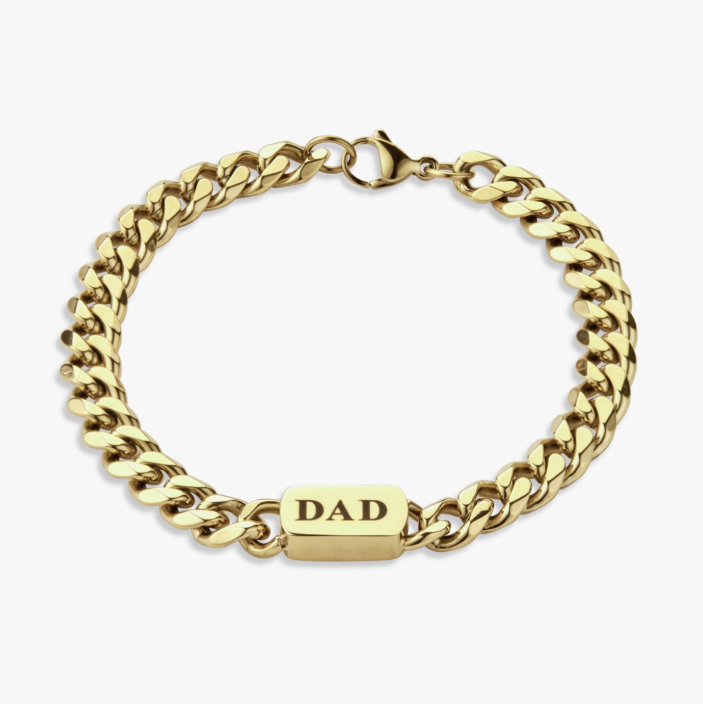 Revere Men Stainless Steel Gold Colour DAD Chain Bracelet