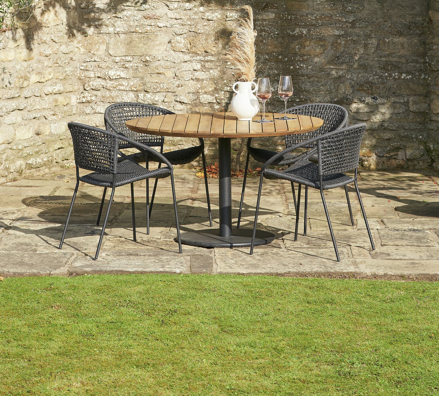 Pacific Dakota 4 Seater Rattan Effect Patio Set - Black