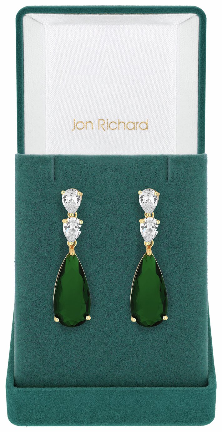 Jon Richard Cubic Zirconia Green Drop Earrings