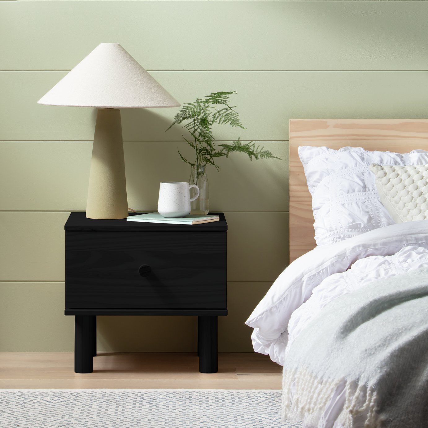 Habitat Akio 1 Drawer Bedside Table - Black