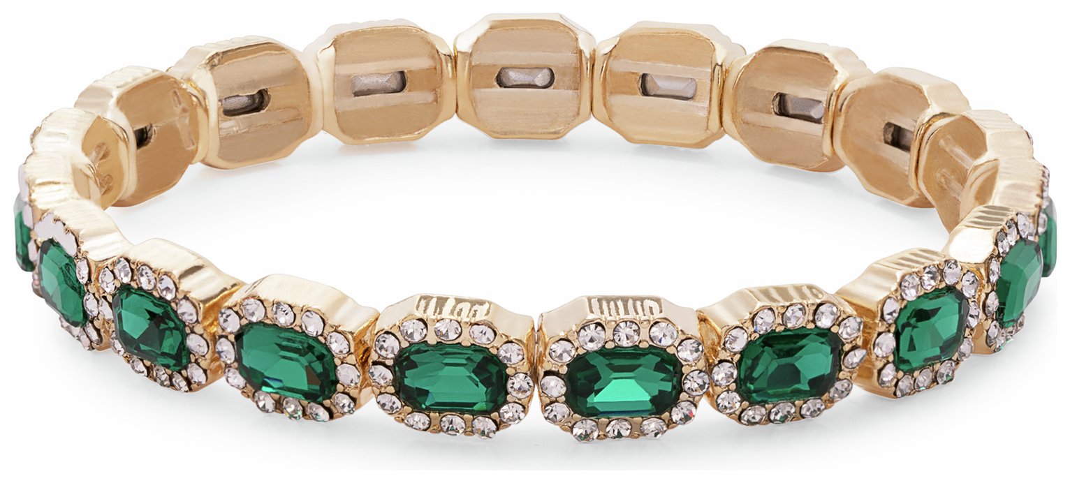 Jon Richard Emerald Green and Crystal Stones Bracelet