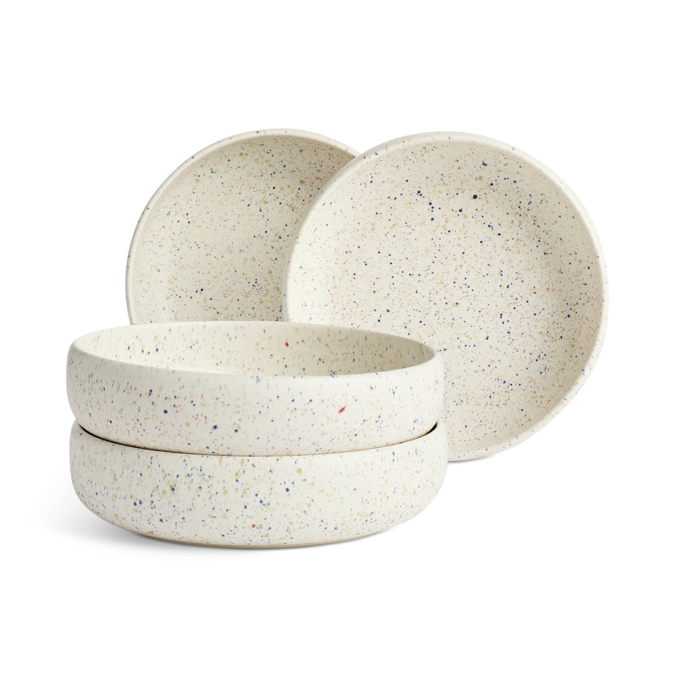 Habitat Reactive Speckle 4 Piece Stoneware Pasta Bowl -White