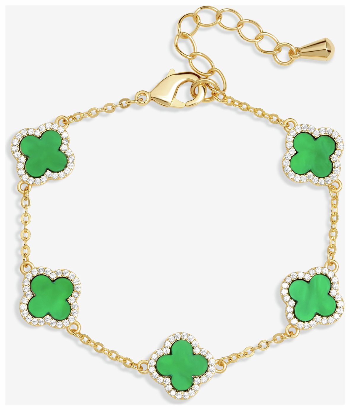 Jon Richard Gold Plated Malachite Clover Bracelet