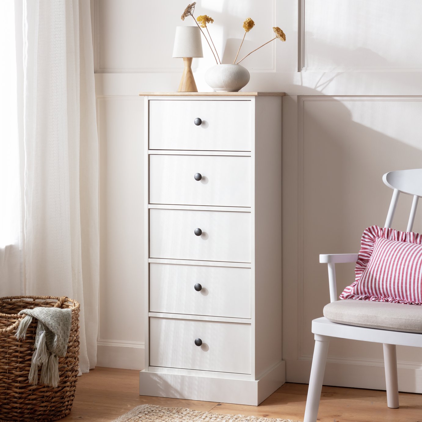 Argos Home Kensington 5 Drawer Tallboy - Ivory